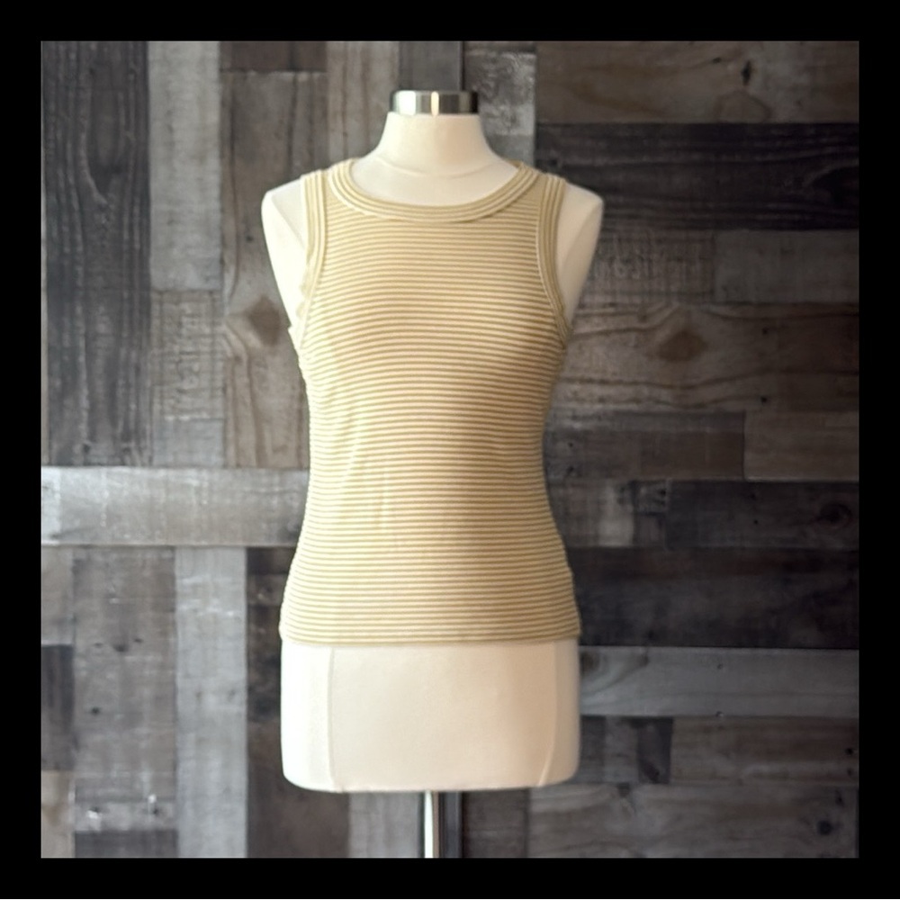 Madewell tank top medium tan white stripes gorpcore preppy festival euro summer